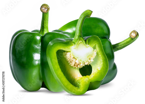 Green Fresh vegetables sweet Peppers isolated on white background