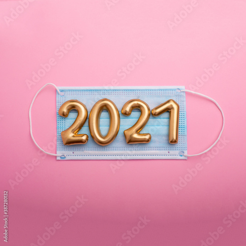 Happy new year 2021 with face mask