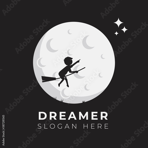 Child dream logo design illustration template