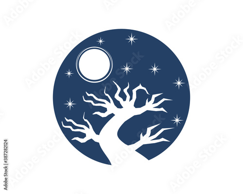 Barren tree in the night view