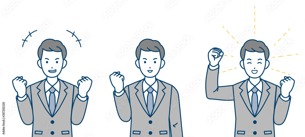 ビジネスマン 会社員 スーツ姿の男性 ガッツポーズ Vector De Stock Adobe Stock