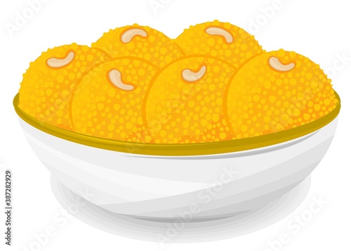 Boondi laddu Indian Sweets or Mithai Food Vector