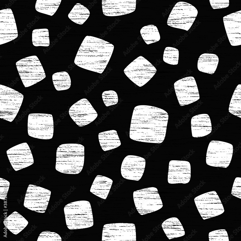 Fototapeta premium Seamless pattern. Black shapeless squares. White background. Vector design.