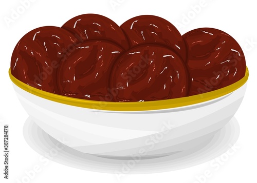Khajur,Dates laddu Indian Sweets or Mithai Food Vector