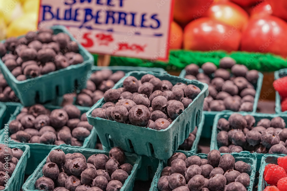 Blue berries displayed in Farmers Market
