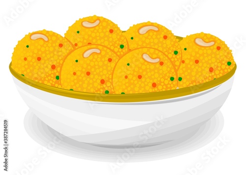 Boondi laddu Indian Sweets or Mithai Food Vector