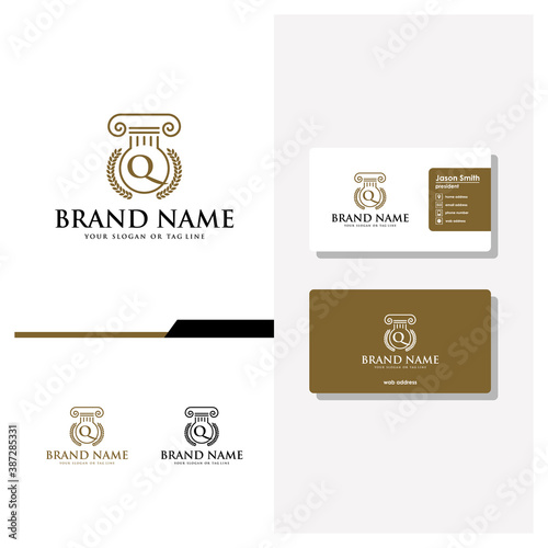 letter Q law logo design and business card vector