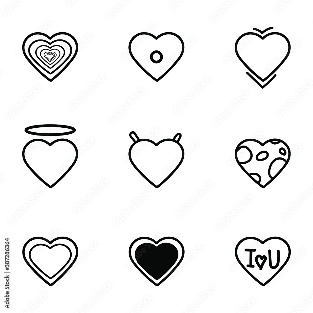 Set of hand drawn heart shapes, different styles, isolated on white background EPS Vector Set of hand drawn heart shapes, different styles, isolated on white background EPS Vector