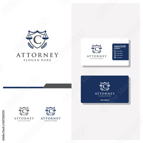 letter C law logo design and business card vector