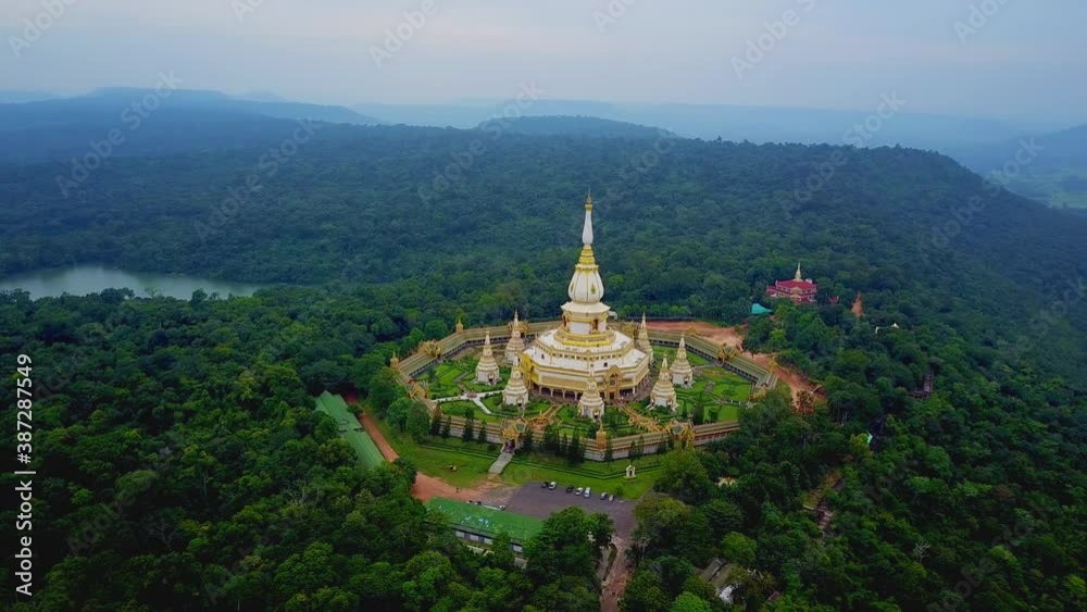 Thailand Aerial view Phra Maha Chedi Chai Mongkol landmark of buddhism Thailand Aerial view Phra Maha Chedi Chai Mongkol landmark of buddhism
