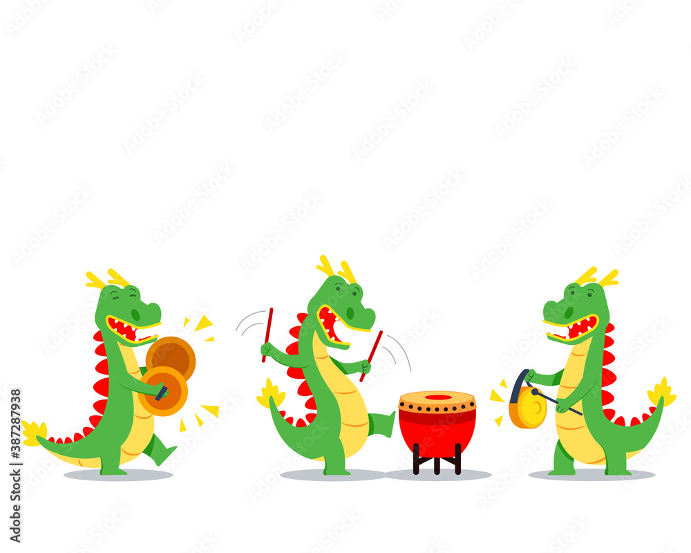 Fototapeta premium Chinese Kids Playing Music For Dragon Dance