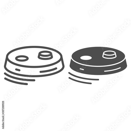 Robot vacuum cleaner line and solid icon, Robotization concept, modern cleaning equipment sign on white background, robotic vacuum cleaner icon in outline style for mobile and web. Vector graphics.