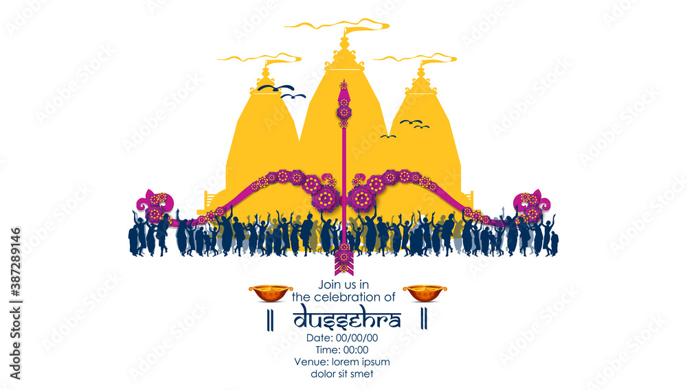 innovative vector illustration of Happy Dussehra festival of India.