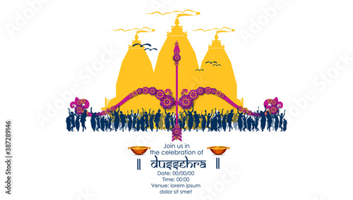 innovative vector illustration of Happy Dussehra festival of India.