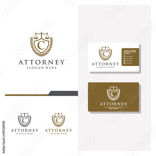 letter C law logo design and business card