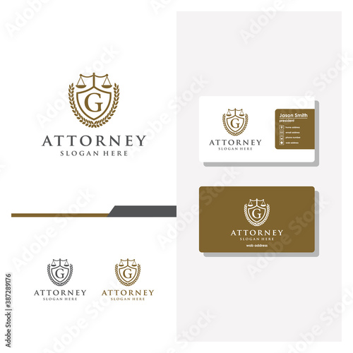 letter G law logo design and business card