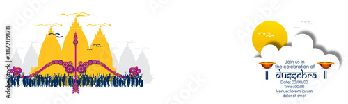 innovative vector illustration of Happy Dussehra festival of India.