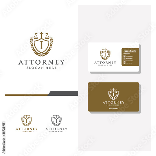 letter I law logo design and business card
