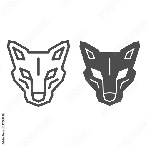 Robot dog head line and solid icon, Robotization concept, robotic wolf sign on white background, Head of robot dog icon in outline style for mobile concept and web design. Vector graphics.