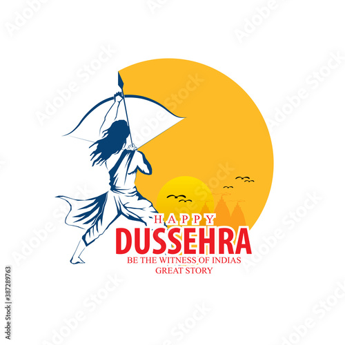 innovative vector illustration of Happy Dussehra festival of India.