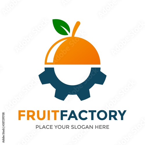 logo, fruit, factory, gear, orange, industry, vector, agriculture, nature, food, fresh, cog, industrial, farm, eco, vitamin, nutrition, organic, environment, vegetarian, juice, citrus, health, healthy