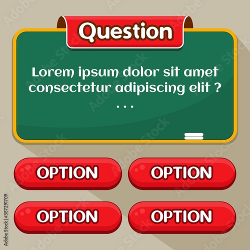 Quiz vector template. This design use multiple choice. Suitable for trivia.
