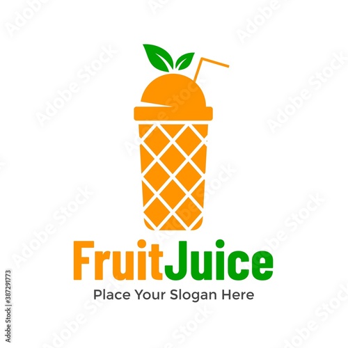 Fruit juice vector logo template. This design use pineapple symbol.