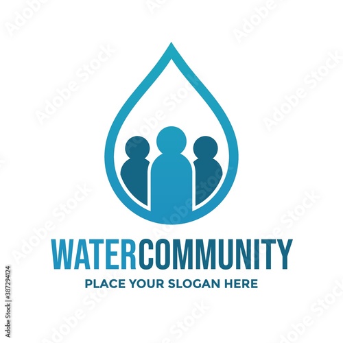 Water community vector logo template. This design use human and people symbol. Suitable for support environment.