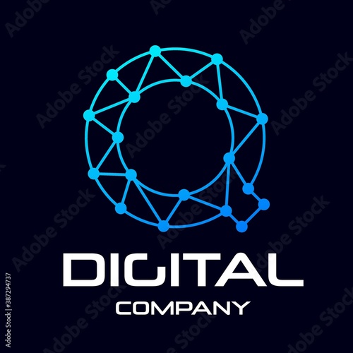 Digital letter q vector logo template. This design use technology and dot symbol. Suitable for identity brand.