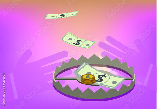 Lure trap In the hands of a businessman. Purple blue background © LOVE A Stock