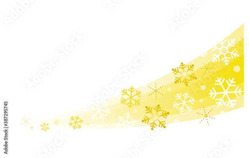 雪の結晶のウェーブ素材／曲線／ゴールド／下降