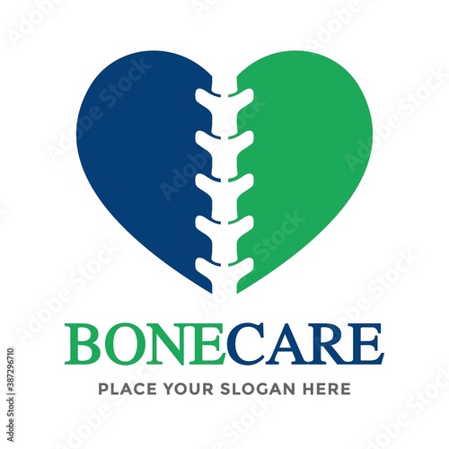 Bone care vector logo template. This design use chiropractice symbol. Suitable for medical.