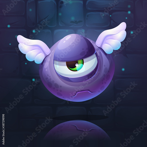 Vector background illustration the cartoon flying monster