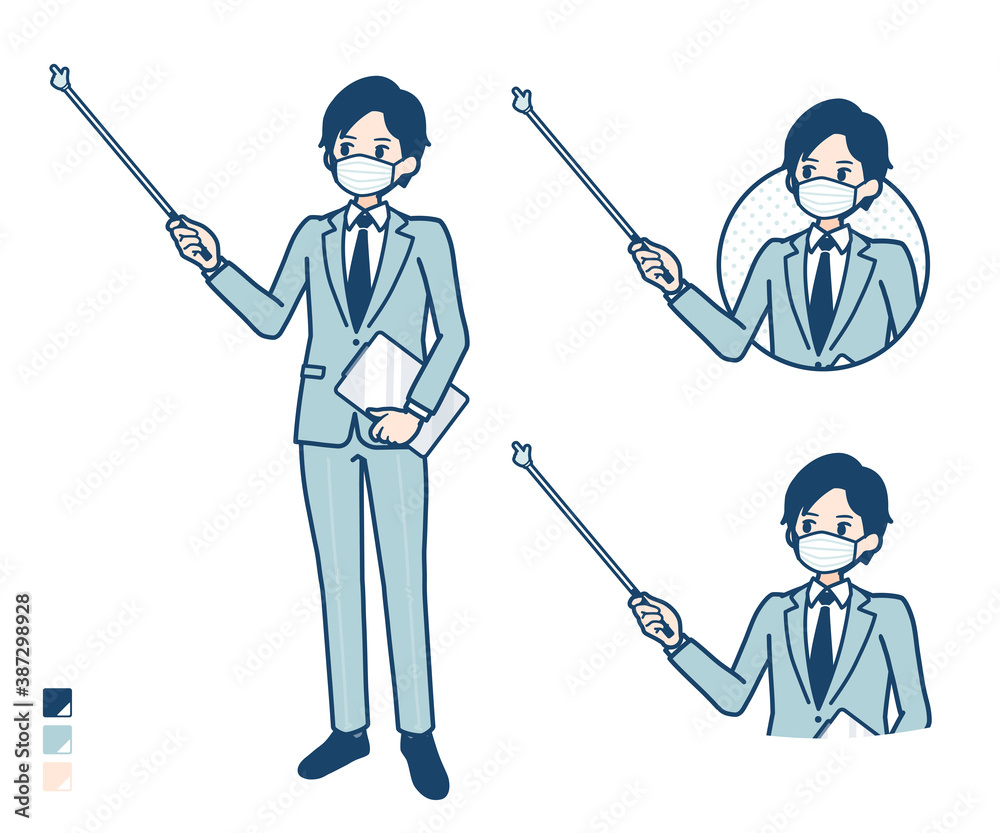 simple suit businessman mask_pointing-stick-A simple suit businessman mask_pointing-stick-A