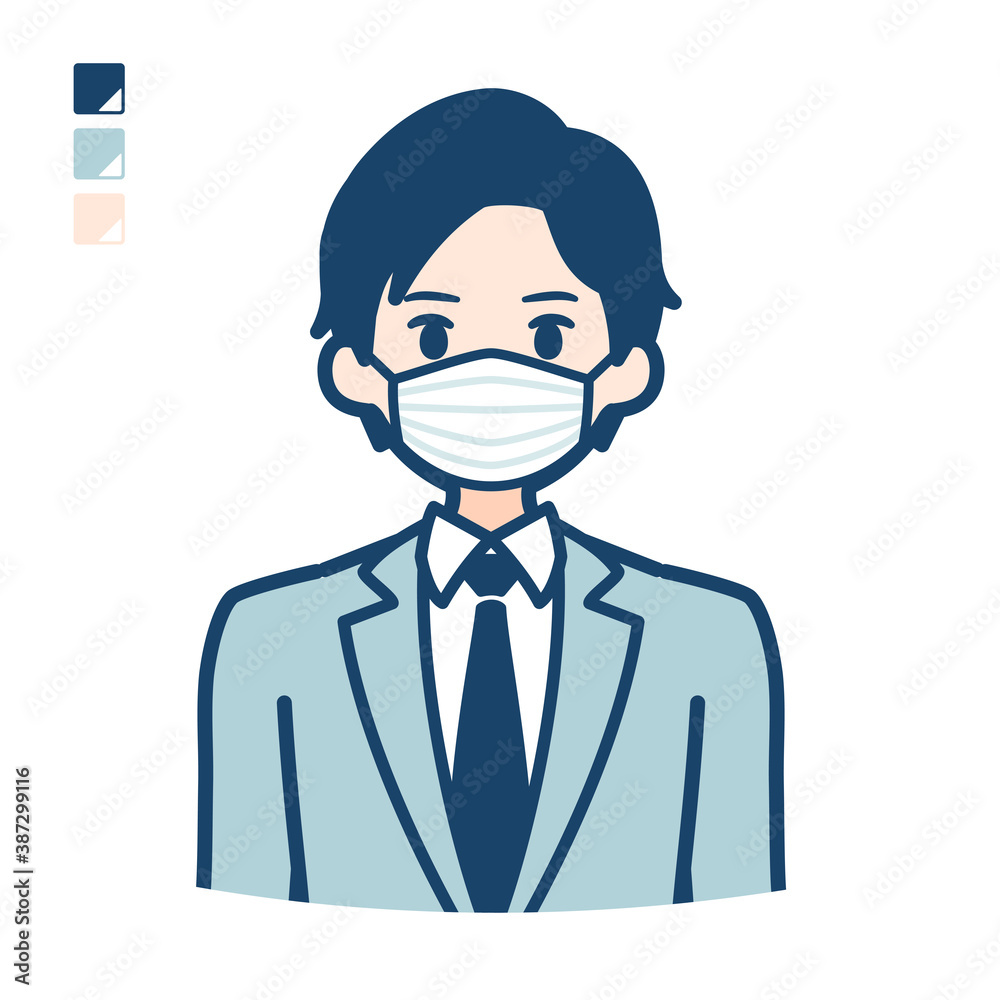 simple suit businessman mask_upper-body simple suit businessman mask_upper-body