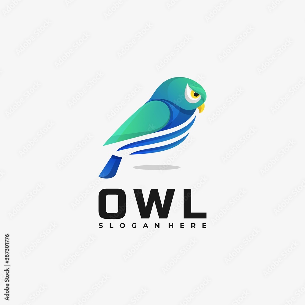 Fototapeta premium Vector Logo Illustration Owl Gradient Colorful Style.