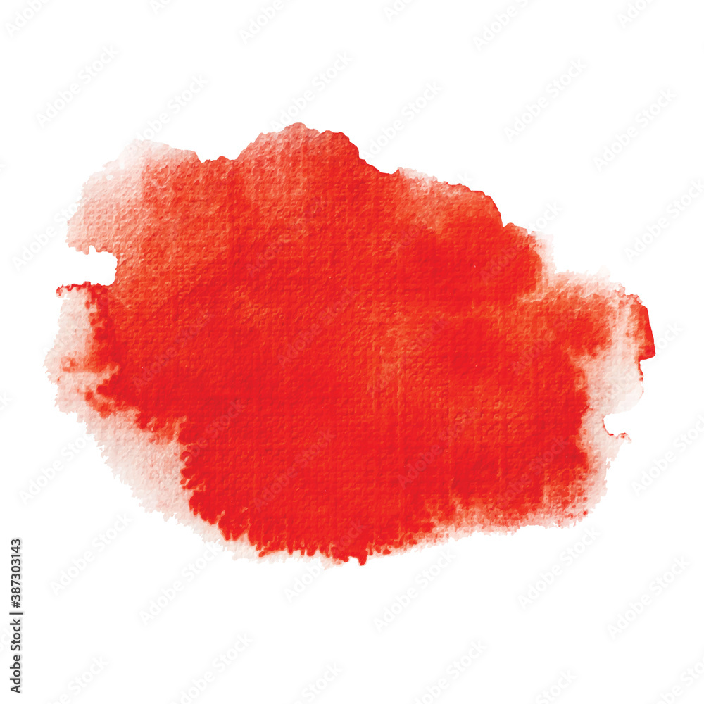 Red watercolor stain isolated on white, vector illustration