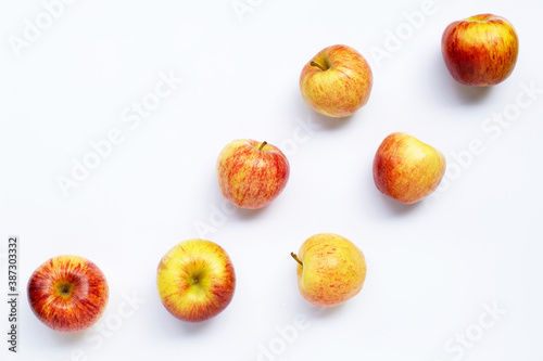 Fresh juicy apples on white background.