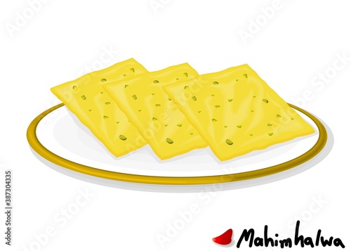 Mahim halwa indian Sweet Dish Food Vector