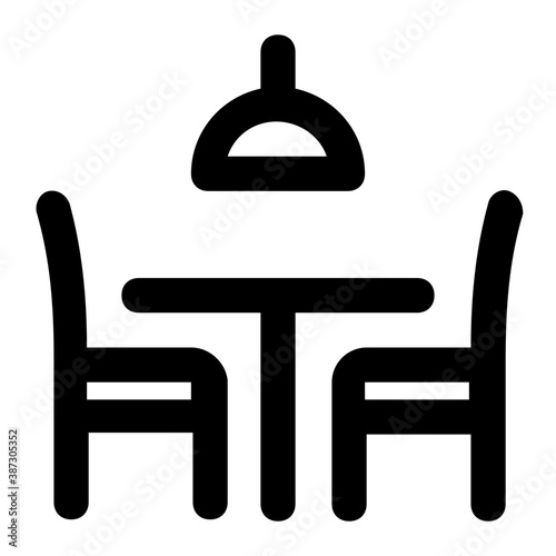 Dinning Table Line Icon Vector