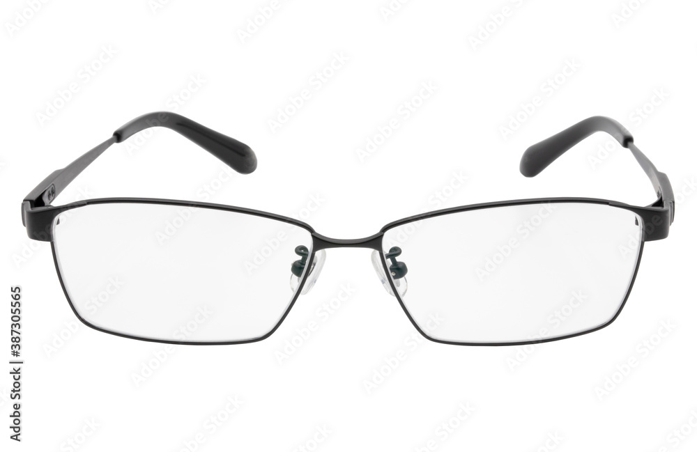 Eyeglasses with black thin frame isolated on white background Eyeglasses with black thin frame isolated on white background
