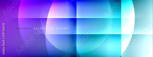 Vector abstract background - circle and cross on fluid gradient with shadows and light effects. Techno or business shiny design templates for text