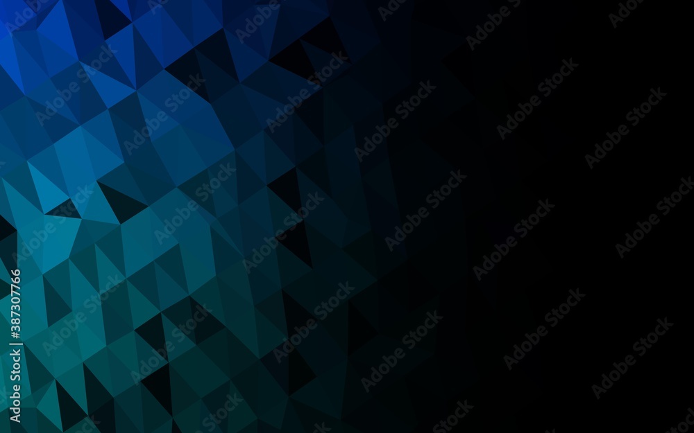Light BLUE vector shining triangular template.