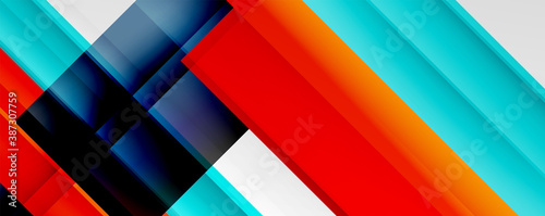 Geometric abstract backgrounds with shadow lines, modern forms, rectangles, squares and fluid gradients. Bright colorful stripes cool backdrops © antishock