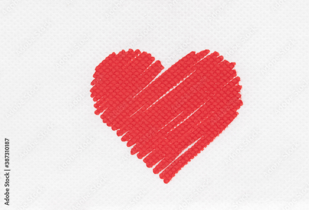 Red heart on rough white background Red heart on rough white background