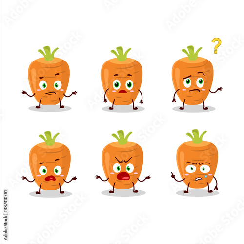 Cartoon character of sweet carrot with what expression