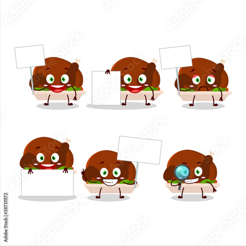 Turkey meat cartoon character bring information board