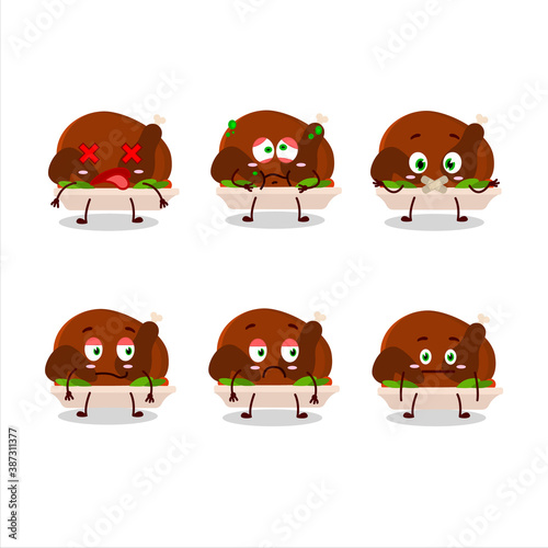 Turkey meat cartoon character with nope expression