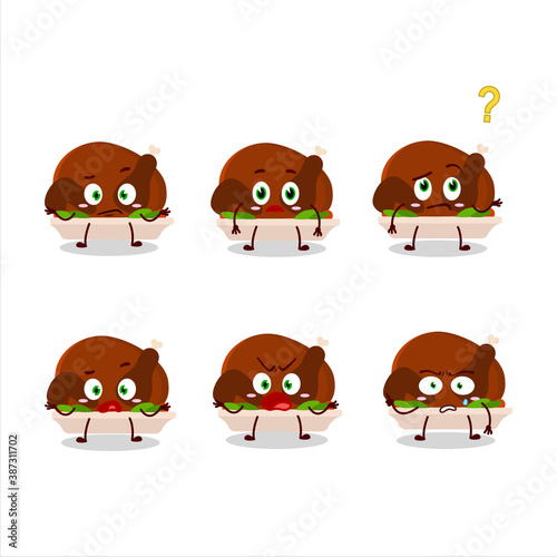 Cartoon character of turkey meat with what expression