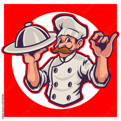 Chef mascot logo cartoon ch...
